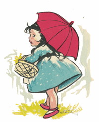 Kort - Christels lille pige med paraply